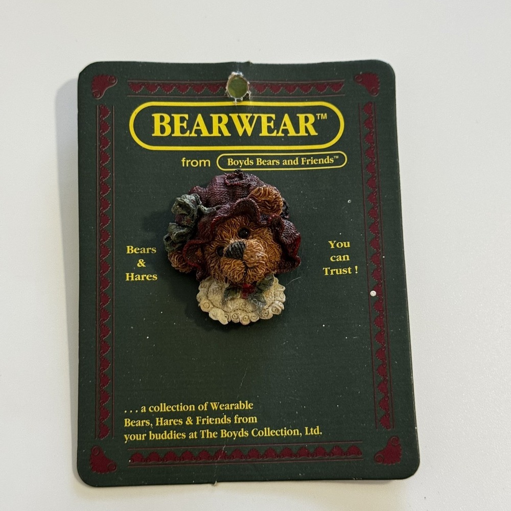 1994 Boyds Bears & Friends Bearwear Pin Bonnet Hat Lady Bear